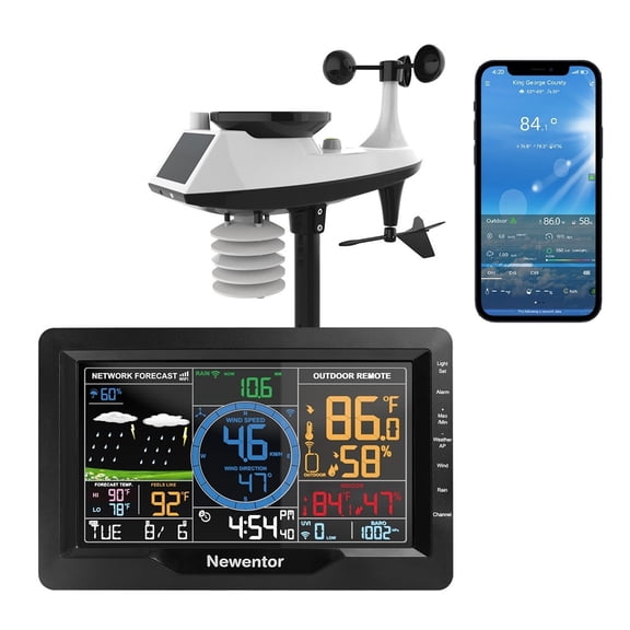 Wireless Digital Weather Station Professional App Outdoor Forecast With Temperature Humidity Sensor Rain Gauge Wind Speed ,Easy to Install