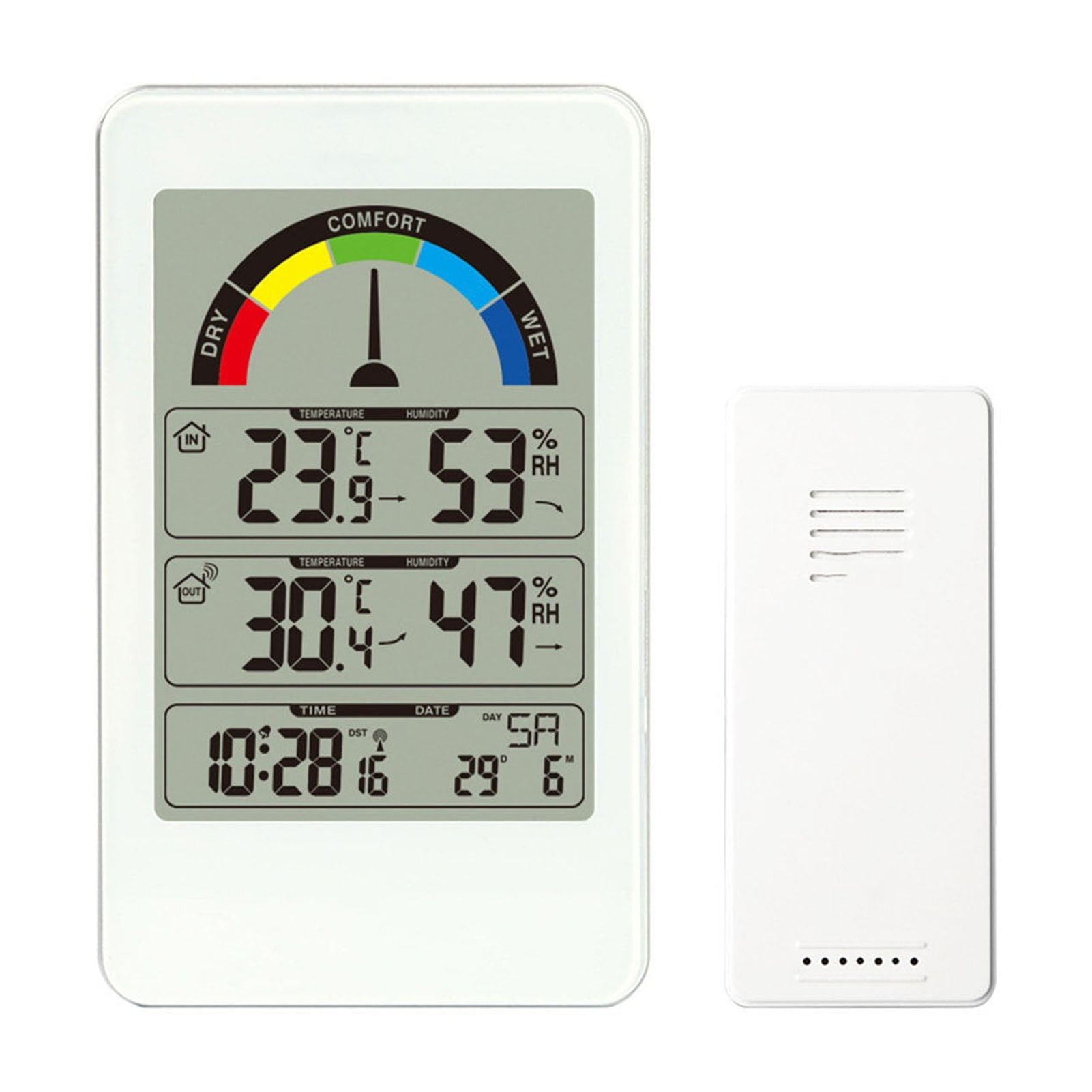 Wireless Display Digital Temperature Humidity Monitor, Weather Station Indoor Outdoor Weather Clock Hanging Type ,Easy to Operate