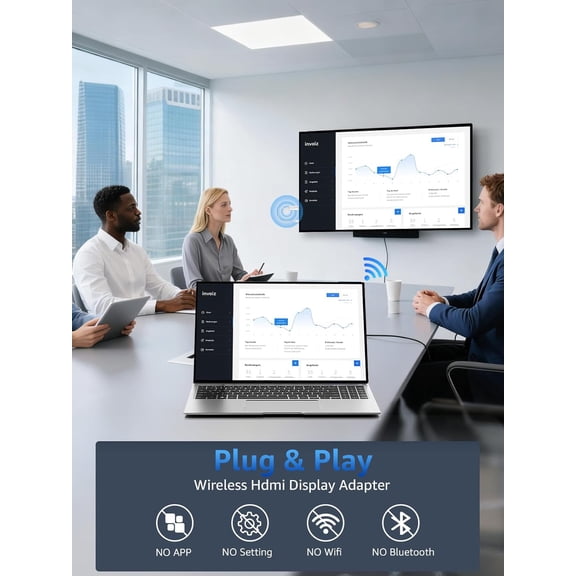 Wireless Display Dongle Adapter, iShare iOS Wireless Extender Receiver, 1080P Plug & Play Screen Mirroring Device for iPhone/iPad/Android/PC to HDTV/Projector/Monitor, AirPlay & Miracast