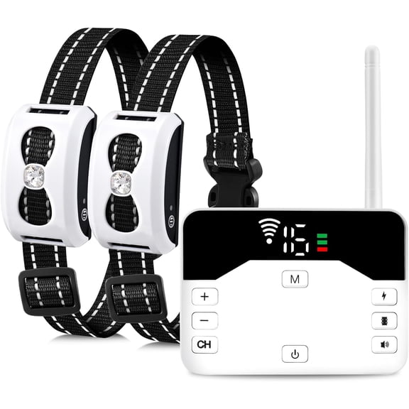 Wireless Dog Fence, 2-in-1 Electric Dog Fence System for 2 Dogs & Remote Training Shock Collar, Cover Up to 8 Acre(30-800ft) Portable Pets Containment System for Outdoor,Yard,Camping