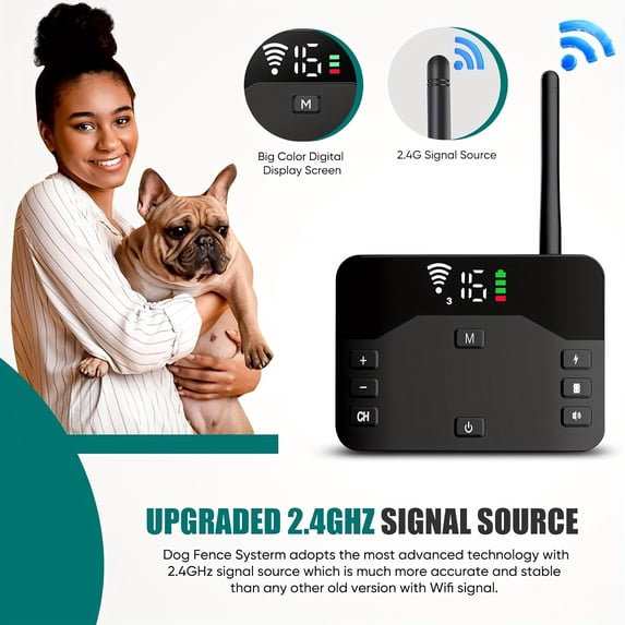 Wireless Dog Fence, 2-in-1 Electric Dog Fence System for 2 Dogs with Training Collar & Remote, IP65, 2024 Safety Pets Containment System for All Dogs, Cover Up to 8 Acre (20-850ft)