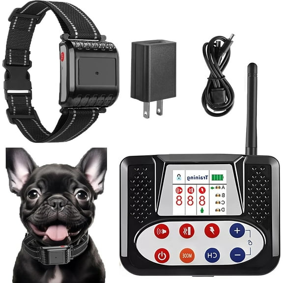 Wireless Dog Fence, 2024 Electric Dog Fence Remote Training Collar, Waterproof Rechargeable, Vibrate/Shock Dog Boundary Containment System, Adjustable Range, Safe Effective, for All Dogs,for1dogs