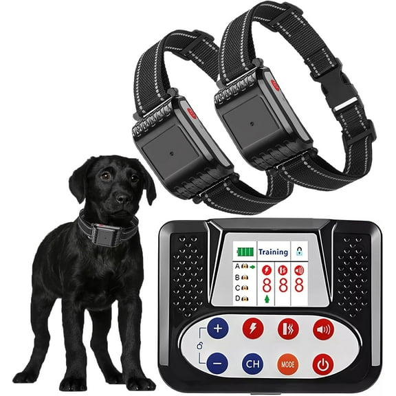 Wireless Dog Fence, 2024 Pet Boundary Containment System, Electric Dog Fence & Remote Training Collar 2in1, Adjustable Vibration & Shock, IP65 Waterproof Collar for Large and Medium Dogs ,for2dogs