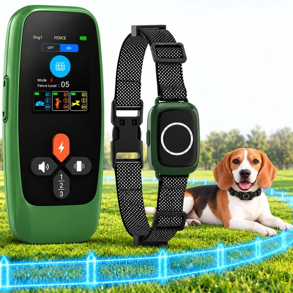 Wireless Dog Fence, 3-in-1 Dog Training Collar with Remote & Automatic Bark Control, 8 Adjustable Radius Settings