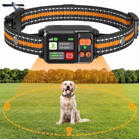Wireless Dog Fence Collar with GPS Adjustable Range, Rechargeable Pet Containment Black