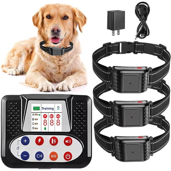 Wireless Dog Fence, Electric Dog Fence, Pet Boundary Containment System with Remote, IP67 Waterproof Rechargeable Shock Training Collar, Safe Effective, Suitable and Harmless for All Dogs,for3dogs