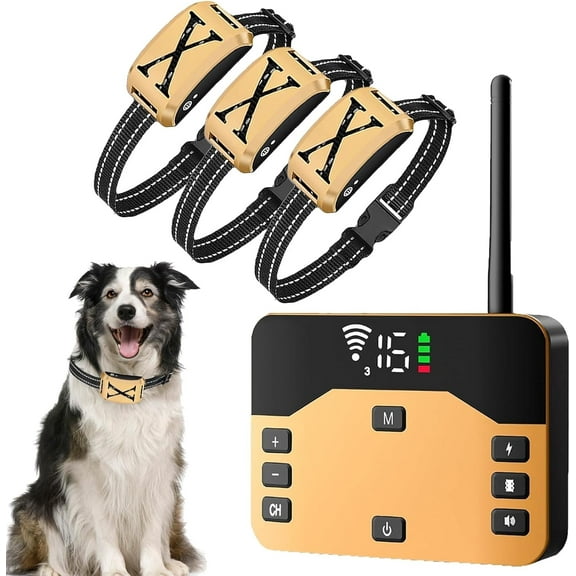 Wireless Dog Fence, Electric Pet Containment System for Dogs and Pets, Waterproof and Rechargeable Training Collar Receiver, Adjustable Vibration & Shock, Dog Container Boundary System,for3dogs