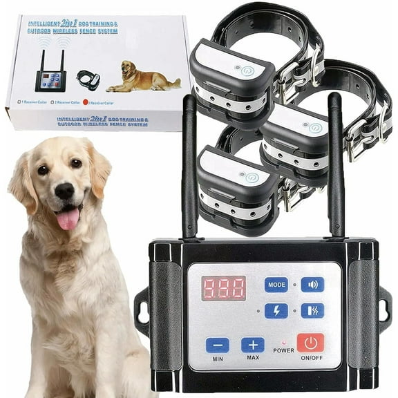 Wireless Dog Fence Electric Pet Containment System, Waterproof Rechargeable Training Collar Receiver, Vibration & Shock, Consistent Signal No Randomly Correction, Harmless for 1/2/3 Dogs,for3dogs