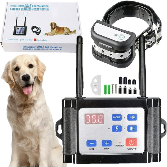 Wireless Dog Fence Electric Pet Containment System, Waterproof Rechargeable Training Collar Receiver, Vibration & Shock, Consistent Signal No Randomly Correction, Harmless for 1/2/3 Dogs,for1dogs
