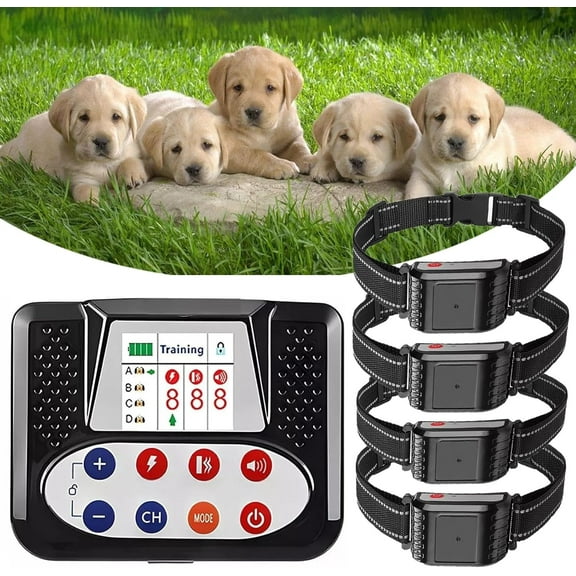 Wireless Dog Fence, Electric Pets Dog Boundary Containment System, Waterproof Training Collar Receiver with Remote, Safe Effective Vibrate/Shock Dog Fence, Harmless for All Dog,for4dogs