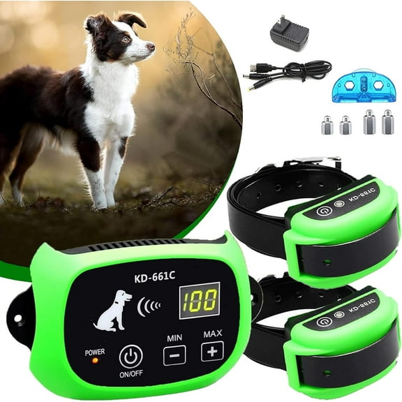 Wireless Dog Fence Electric Training Collar 2-in-1, Safe Effective Vibrate/Shock Dog Fence, IP67 Waterproof, Adjustable Range, Pets Containment System Boundary Container for Stubborn Dogs,for2dogs