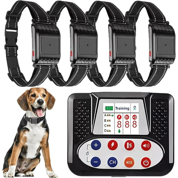 Wireless Dog Fence, Electric Training Collar with Remote, Pet Boundary Containment System, Waterproof Receiver, Vibration & Shock, Large Signal Range, Suitable for All Dogs,for4dogs