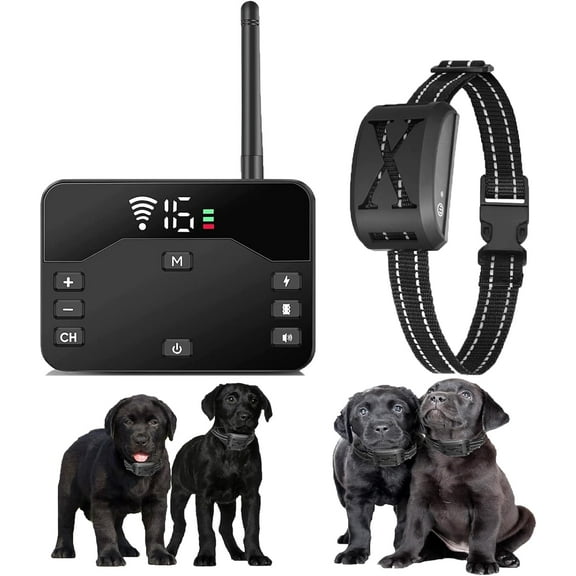 Wireless Dog Fence,Outdoor Electric Pet Containment System with Remote, Waterproof Training Collar with Adjustable Vibration & Shock, Safe Effective, Boundary Container for 1/2/ 3 Dogs,for1dogs