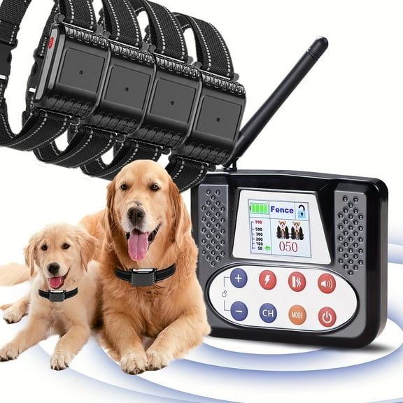Wireless Dog Fence System for 1-3 Dogs with Training Collar - Adjustable Boundary Containment, Rechargeable Battery & Dual Power , Shock/Vibration/Sound Modes, Real-Time Monitoring, Indoor/Outdoor Us