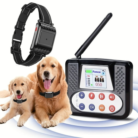 Wireless Dog Fence System for 1-3 Dogs with Training Collar - Adjustable Boundary Containment, Rechargeable Battery & Dual Power , Shock/Vibration/Sound Modes, Real-Time Monitoring, Indoor/Outdoor Us