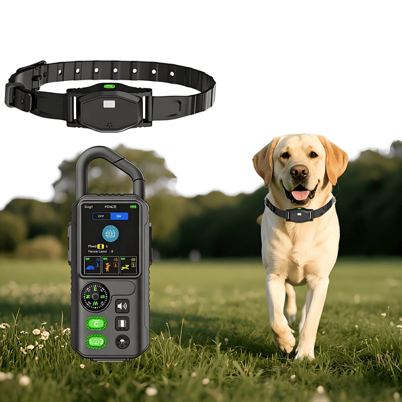 Wireless Dog Fence System for Dogs with Lighting, Adjustable 5 in 1 Electric Fence with Remote, 8 Adjustable Range, 3 Training Mode, 990ft Range,IPX7 Waterproof Dog Collar for 3 Dogs