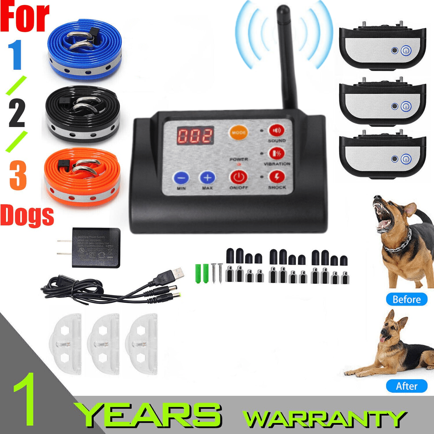 Wireless Dog Fence System, Electric Dog Fence WireFree with 2 IP65