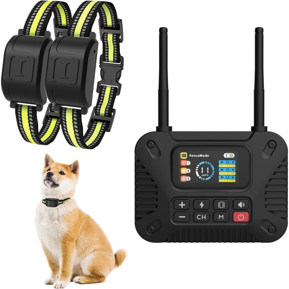 Wireless Dog Fence System with LCD Remote - Adjustable Training Collar & Portable Containment for 10-120lb Dogs, No Wire Needed, 1-Mile Boundary, Waterproof