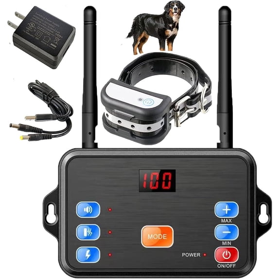 Wireless Dog Fence & Training Collar 2 in 1, Boundary Fence System for All Dogs, Beep/Vibration/Shock Collars with Remote, Waterproof and Rechargeable Collar, Adjustable Range Up to 1640ft