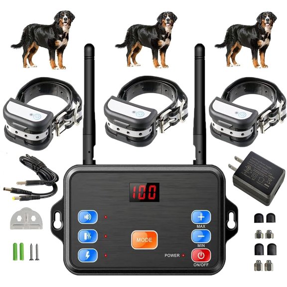Wireless Dog Fence & Training Collar 2 in 1, Boundary Fence System for All Dogs, Beep/Vibration/Shock Collars with Remote, Waterproof and Rechargeable Collar, Adjustable Range Up to 1640ft