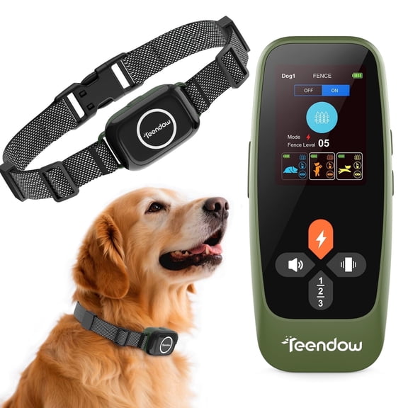 Wireless Dog Fence & Training Collar, 4-in-1 System with Safe Boundaries, up to 1KM Range, Bark Control, IPX7 Waterproof