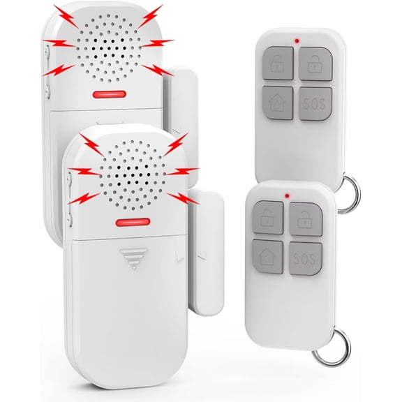 Wireless Door Alarms for Home Security with Remote, 130dB Door and Window Alarms Sensors, (Battery-Powered), Kids Safety, Dementia Patients, Pool Door Alarm (2-Pack)