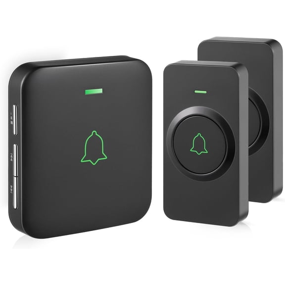 Wireless Door Bell, CB-21 Mini Waterproof Wireless Doorbell Operating at Over 1000 Feet, 2 Remote Buttons Can Have Different Tones, 52 Melodies, CD Quality Sound and LED Flash