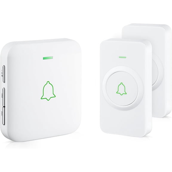 Wireless Door Bell, CW-21 Mini Waterproof Wireless Doorbell Operating at Over 1000 Feet, 2 Remote Buttons Can Have Different Tones, 52 Melodies, CD Quality Sound and LED Flash