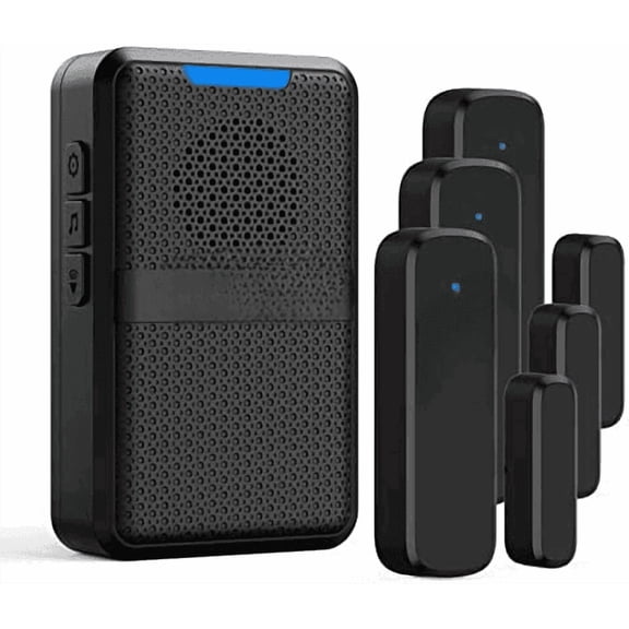 Wireless Door Chime, 600Ft Range 5 Adjustable Volume, Magnetic Door Open Contact Sensor with 62 Chimes Mute Mode Door Bell Plugin Receiver for Home/Office/Store (Black)$$Tools & Hardware Other