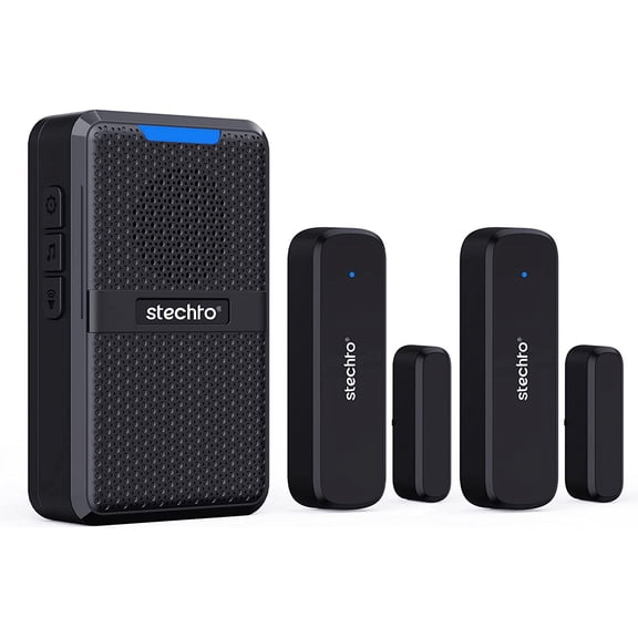 Wireless Door Chime, 600ft Range 2 Magnetic Door Alarm Sensor 1 DoorBell Plugin Receiver Set with 62 Tunes 5 Adjustable Volumns for Business/Home/Office/Stores, (1 Receiver+2 Sensors)