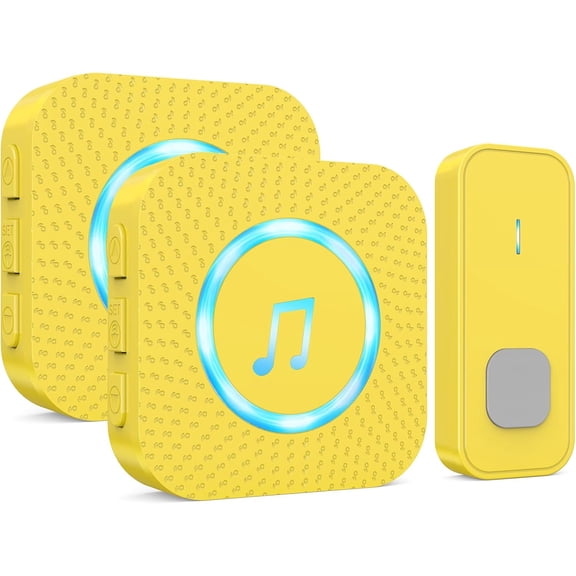 Wireless Doorbell with 1 Button 2 Receivers,Door Bell,1300FT/400M Ultra-Long Range,55 Chimes 5 Volume,IP55 Waterproof,110 db Extra Loud with Flashing Light,for Home/Classroom/Office/Warehouse