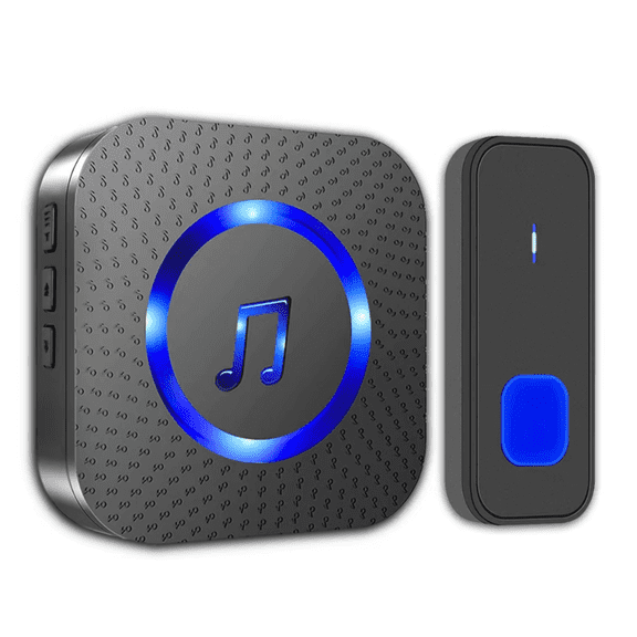 Wireless Doorbell with 1 receivers 1 Buttons,IP55 Waterproof Doorbell,1300 FT/400M Remote Doorbell,55 Chimes 5 Volume,Colorful LED Flashing,110 db Loud Volume,For Home/Classroom
