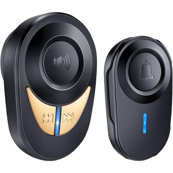 Wireless Doorbell, 1300FT Long Ran, 48 Chimes & 5 Volume Levels, IP66 Waterproof Button, Plug-in Receiver with Metal Horn, Easy DIY for Home Apartment Classroom Gara (Black)