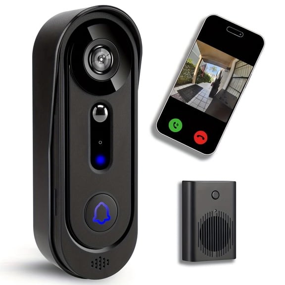 Wireless Doorbell Camera 1080P, Video Doorbell with Cloud Storage, Alert, Night Vision, Motion Detection, Two Way Audio, Indoor Chime, 2.4G