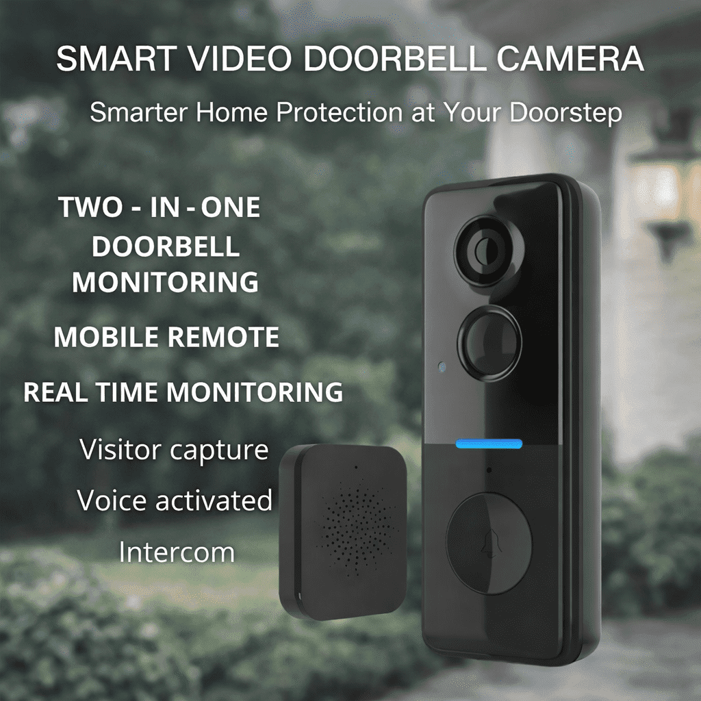 3MP Wi-Fi Wireless Video Doorbell, Black