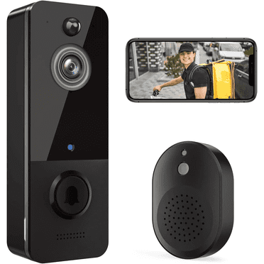 Wireless Doorbell Camera with Chime, Smart Video Doorbell Security Camera With ，Black