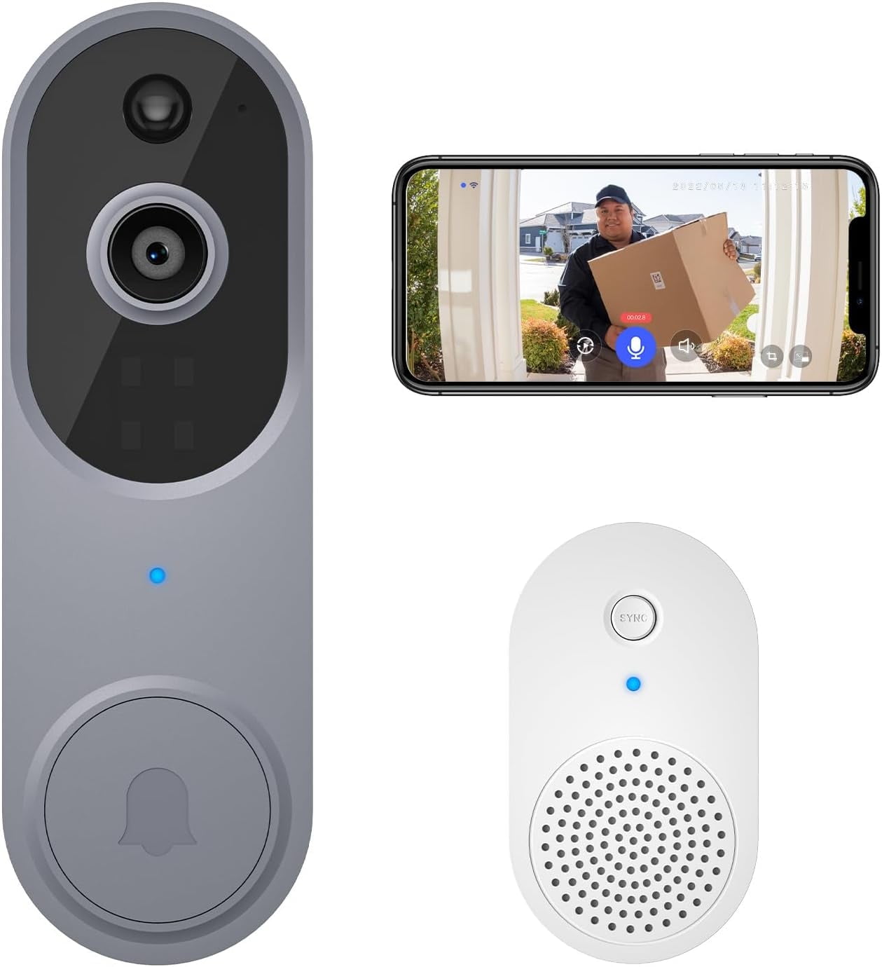 Wireless Doorbell Camera with Chime, Video Monitor Security Camera for ...