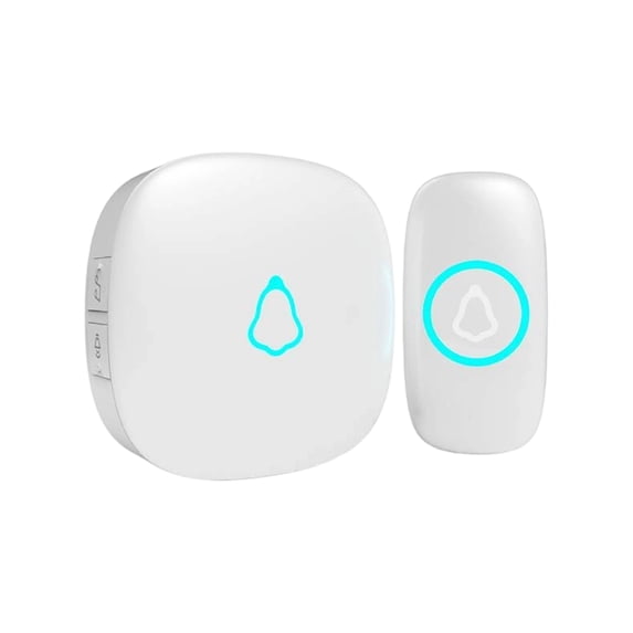 Wireless Doorbell Chime with Adjustable Volume & Blue LED Light, Battery Operated Doorbell Receiver for Home, Long Range Call Button for Elderly Caregiver & Home Monitoring