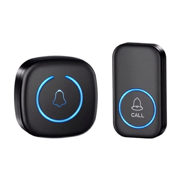 Wireless Doorbell Chime, Call Button for Elderly at Home, Long Range Battery Operated Home Alert System 1 Receiver 1 Transmitter Black