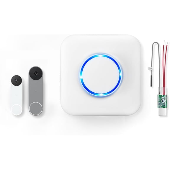 Wireless Doorbell Chime - Compatible with Google Nest Doorbell (Wired, 2nd Gen& 3rd Gen) and Google Nest Doorbell (Battery) with Wired Transmitter (1 Video Doorbell Extender 1 Receiver