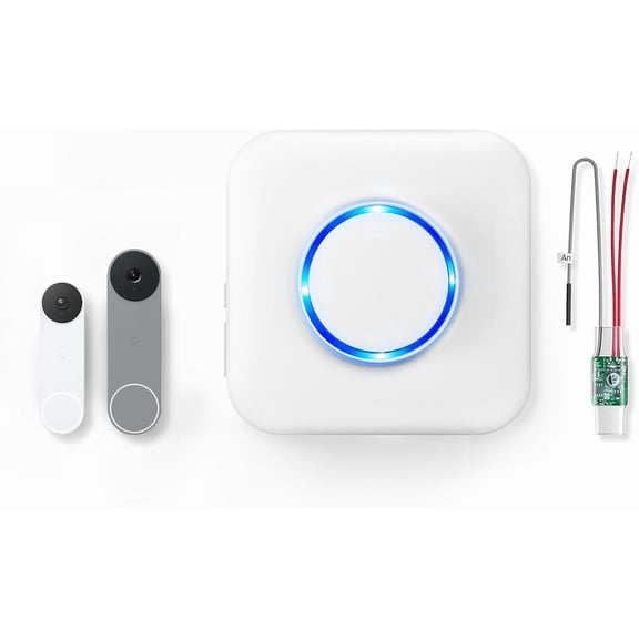 Wireless Doorbell Chime - Compatible with Google Nest Doorbell (Wired, 2nd n& 3rd n) and Google Nest Doorbell (Battery) with Wired Transmitter (1 Video Doorbell Extender 1 Receiver
