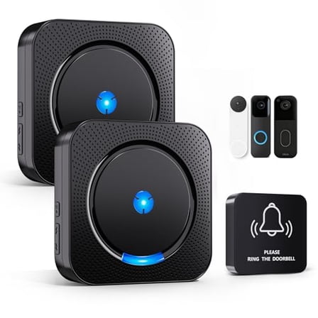 Wireless Doorbell Chime Extender - Digital Door Bells Compatible with Blink Video Doorbell (1st 2nd Gen) / Google Nest Doorbell (Wired, 2nd & 3rd Gen) & Wired Doorbell -1 Doorbell Extender 2 Receiver