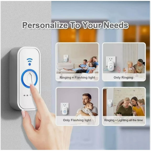 Wireless Doorbell Chime Waterproof Plugin Receiver Adjustable Volume 1000Ft Kit