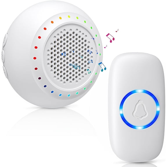 Wireless Doorbell, Classroom Doorbell Door Bells Ringer Chimes Wireless, 1000ft Range, 48 Ringtones, 4 Volume Levels, Colorful LED Flash, Waterproof Door Bell Kits for Home Classroom Kids Room