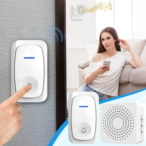 Wireless Doorbell Door Chime Kit Easy Installation Adjstable Volume 38 Melodies LED Flash