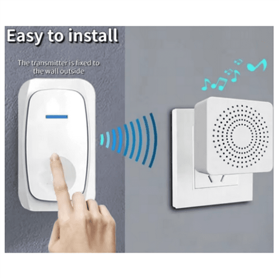 Wireless Doorbell Home Intelligent Welcome Doorbell Waterproof 150M Remote USB Plug Easy to Install No Wiring Required,1 * Wireless Doorbell kit,White