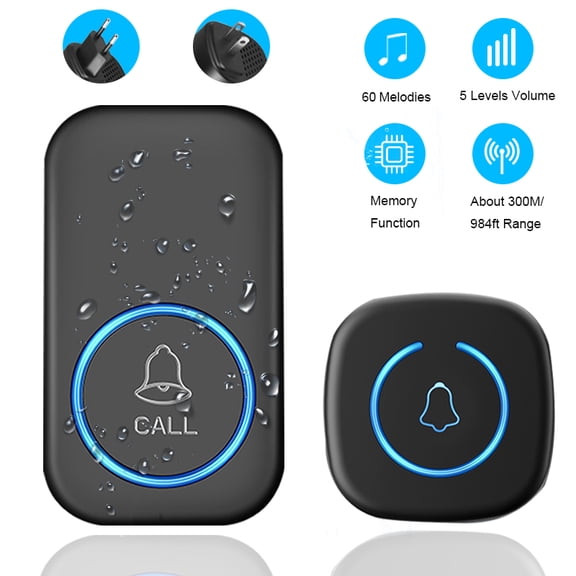 Wireless Doorbell IP44 Waterproof Smart Home Welcome Door Bell 300M Range 60Songs Intelligent Home Chime Bell Kit