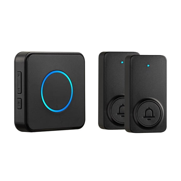 Wireless Doorbell, IP54 Waterproof, 1000ft Range, 5Volumes, 48Ringtones, Easy Install for Home, Classroom, Office, Black