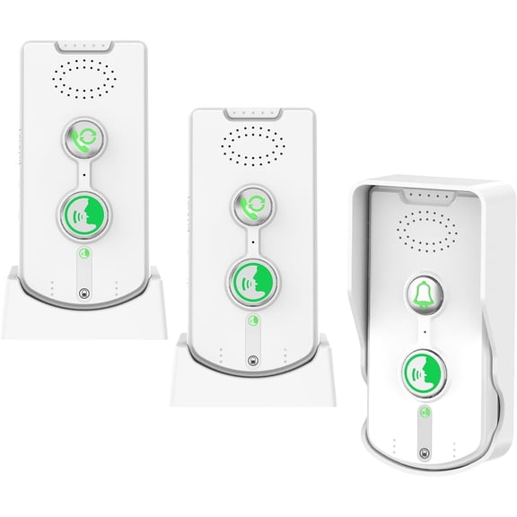 Wireless Doorbell Intercom Rechargeable Long Distance Smart Intercom Doorbells for Home Office Real Time Two Way Communication Electronic Doorbell (White)