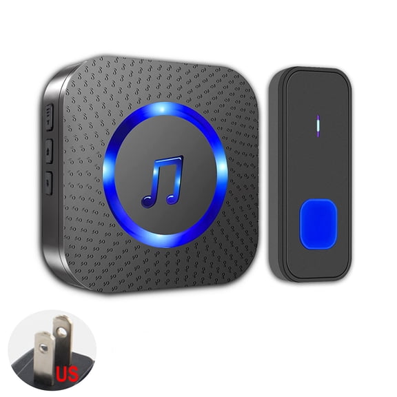 Wireless Doorbell Kit with 1 Transmitter & 1 Plug-In Receiver (US Plug), 300m Long Range Door Chime, Easy Install Doorbell for Home, Office, Apartment